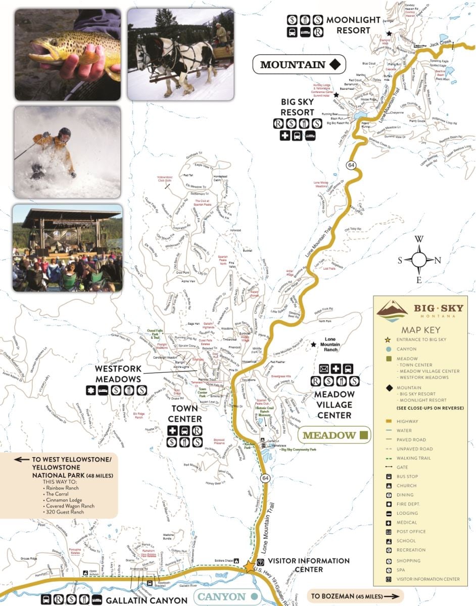 Big Sky Map  Big Sky Vacation Rentals